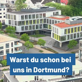 Das Foto zeigt den Standort von PEAG Personal in Dortmund aus der Luft und fragt: Warst du schon bei uns in Dortmund?