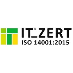 PEAG Personal lässt sich regelmäßig zertifizieren. Das Bild zeigt das Logo des Zertifikats DIN Norm ISO 14001:2015